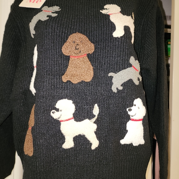So Me Black Sweater with Dog Motifs - Picture 4 of 7